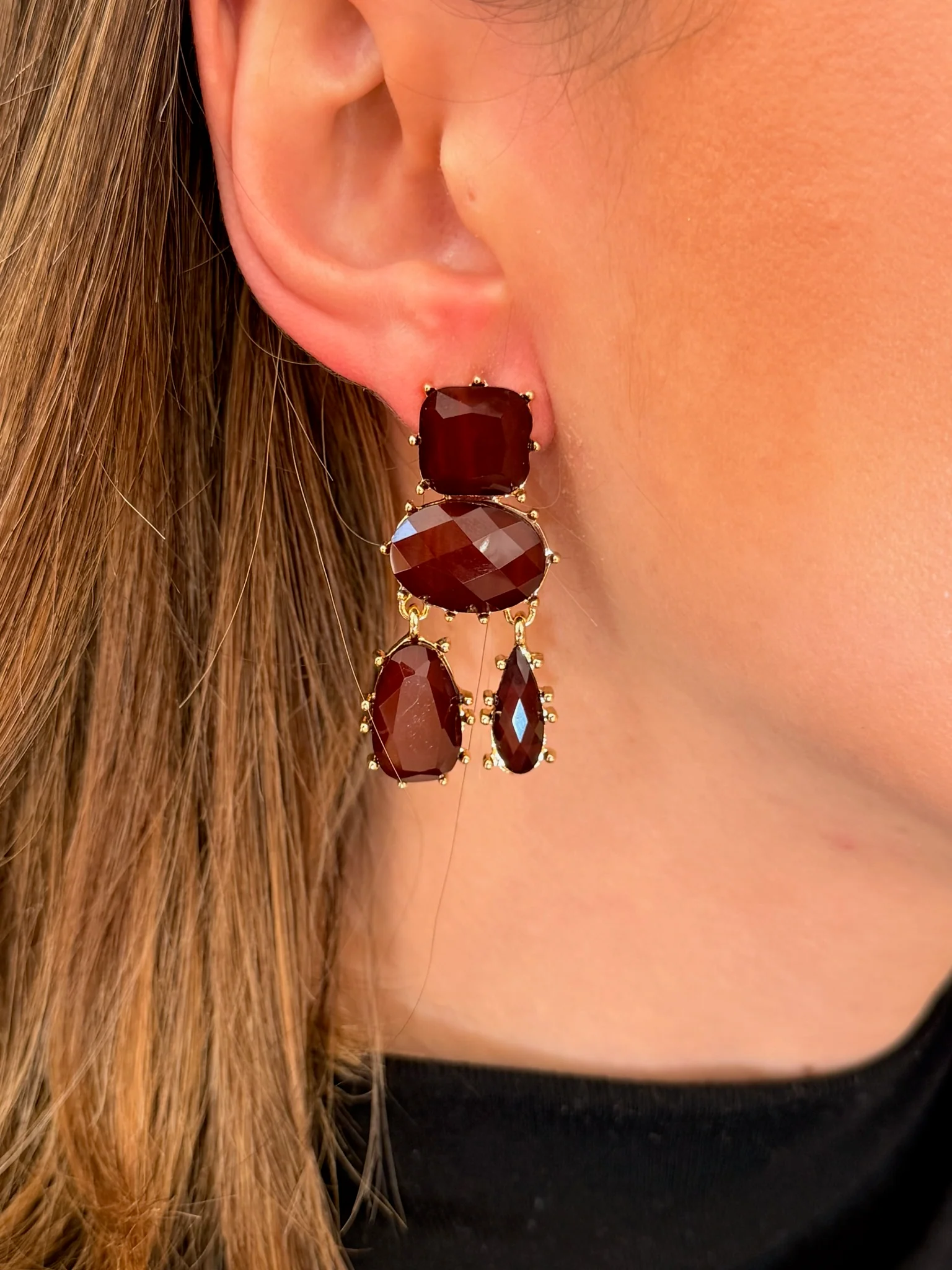Pendientes de piedras marron |Valentina