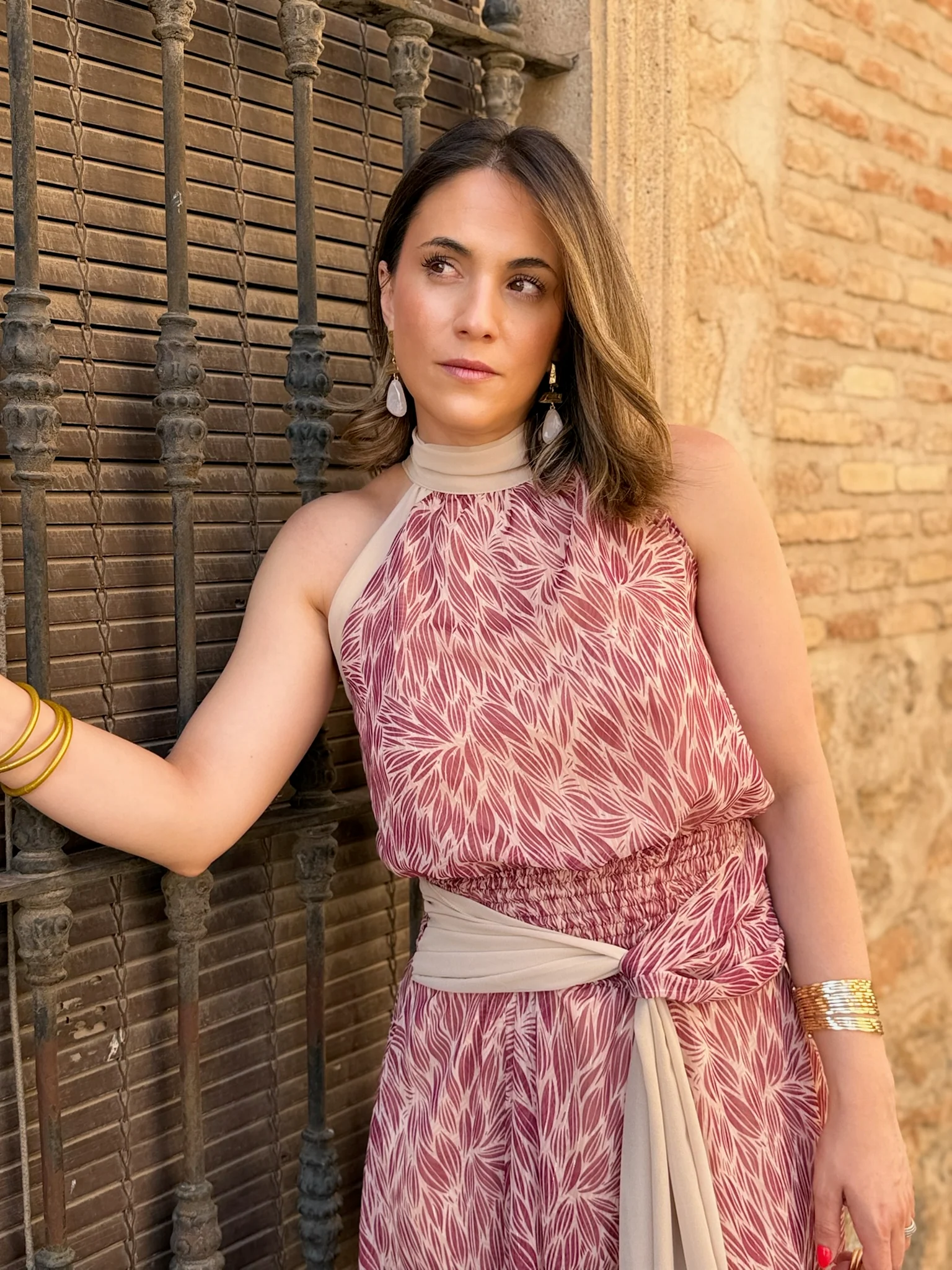 Vestido gasa beige | Bianca - Image 6
