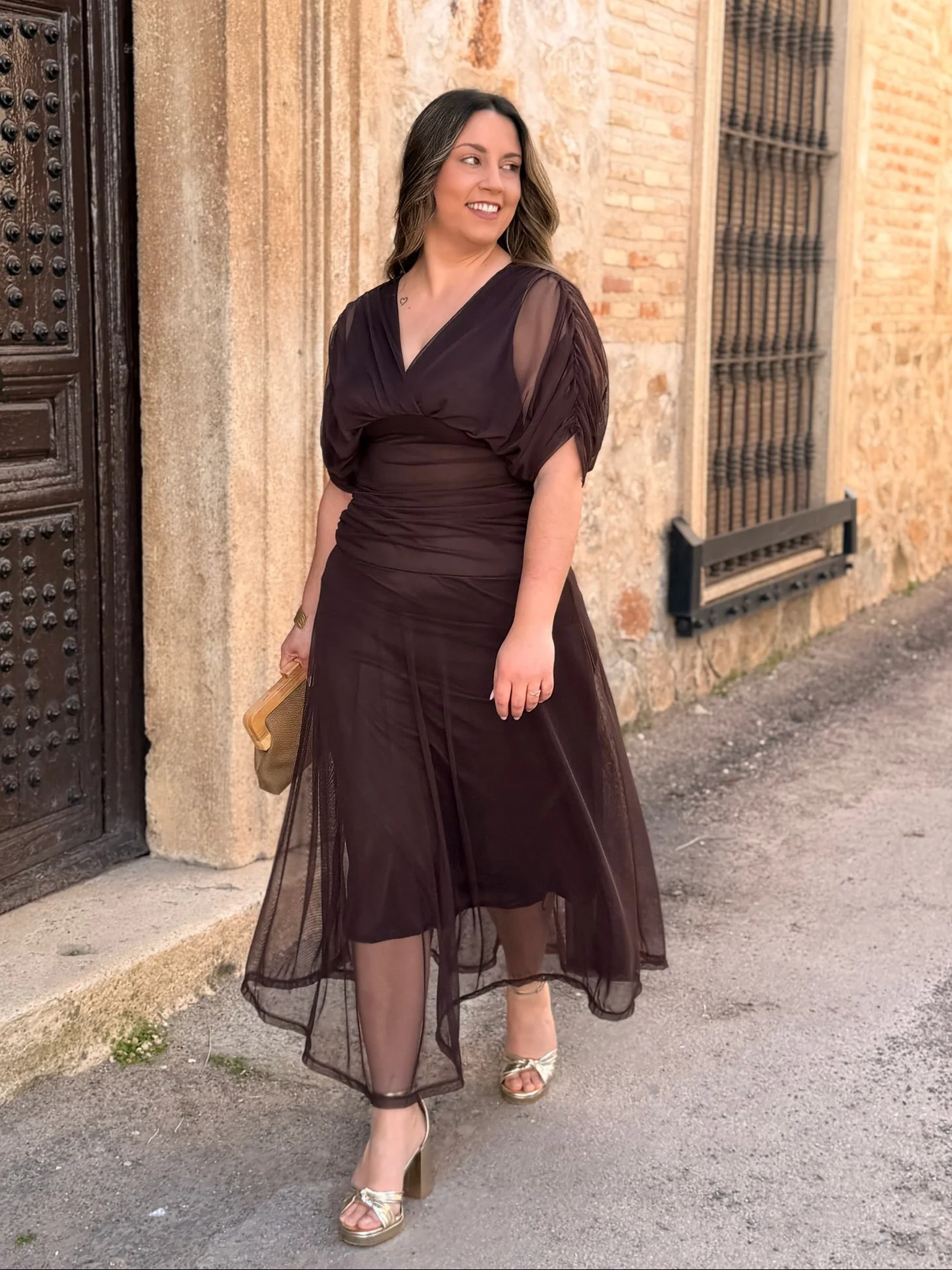 Vestido midi marron | Ariadna - Image 7