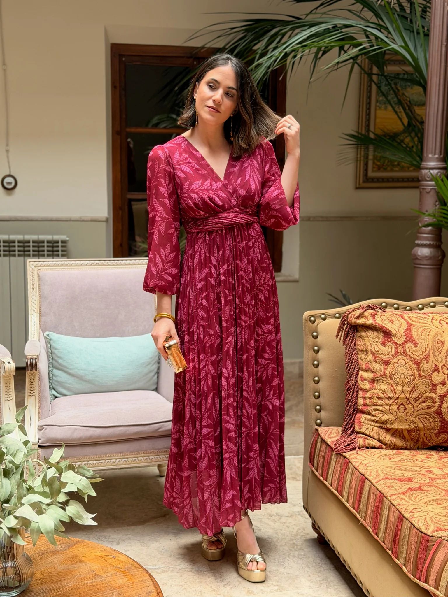 Vestido plisado buganvilla | Luciana - Image 4