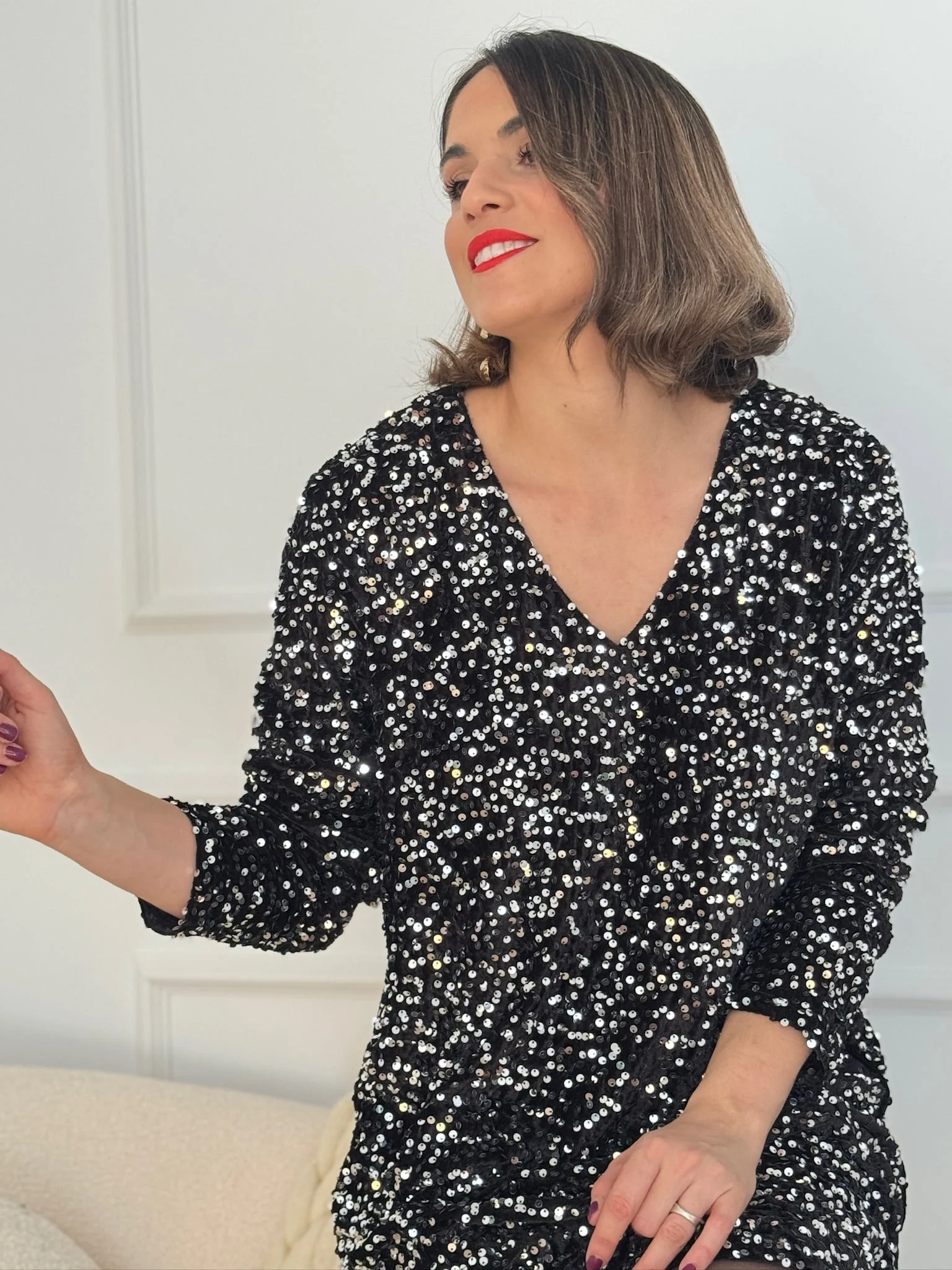 Vestido terciopelo y lentejuelas negro | Rudy - Image 8